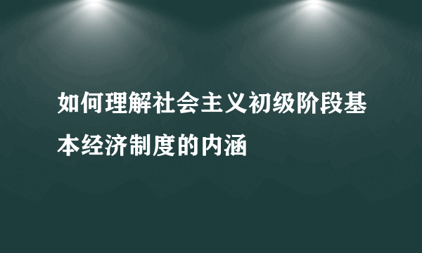 如何理解社会主义初级阶段基本经济制度的内涵