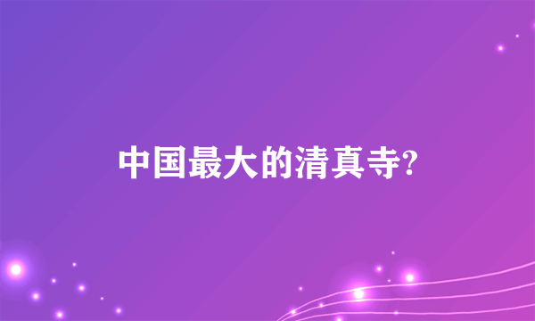 中国最大的清真寺?