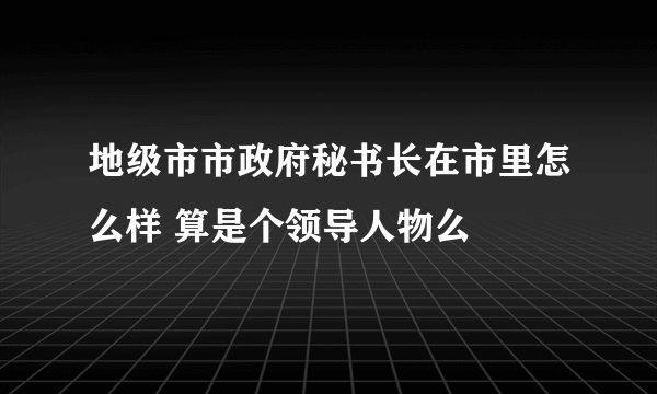 地级市市政府秘书长在市里怎么样 算是个领导人物么