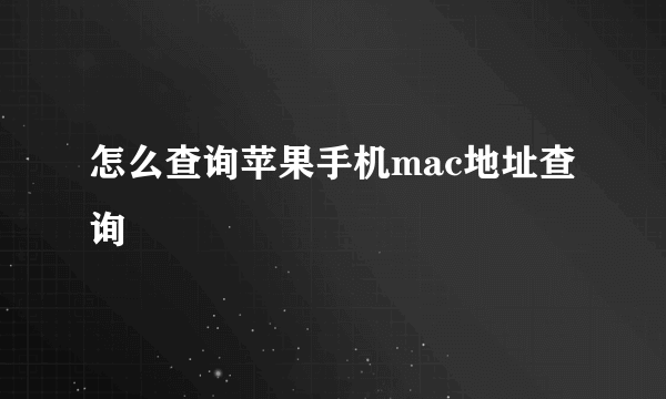 怎么查询苹果手机mac地址查询