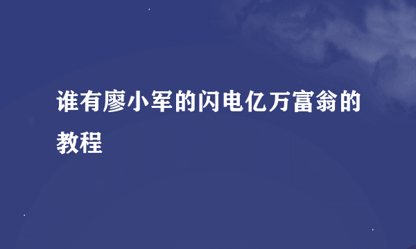 谁有廖小军的闪电亿万富翁的教程