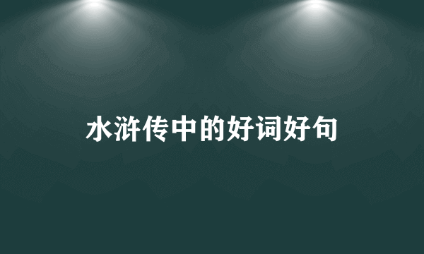 水浒传中的好词好句