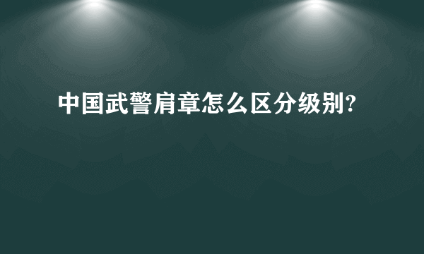 中国武警肩章怎么区分级别?