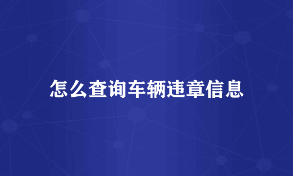 怎么查询车辆违章信息
