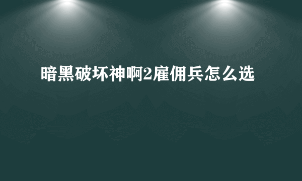 暗黑破坏神啊2雇佣兵怎么选