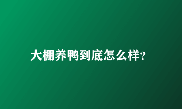 大棚养鸭到底怎么样？