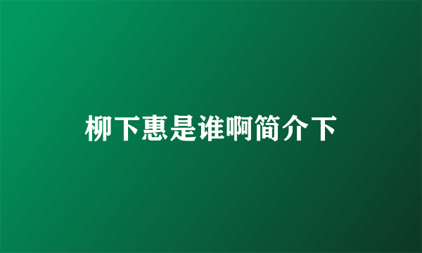 柳下惠是谁啊简介下