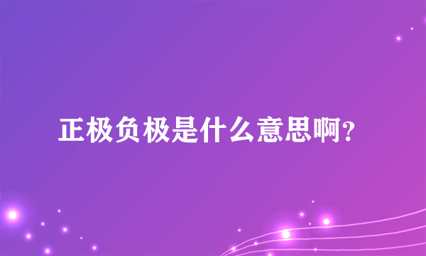 正极负极是什么意思啊？