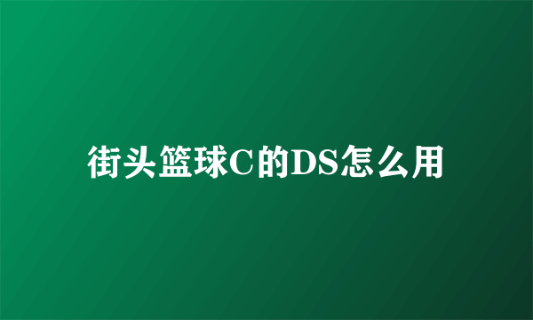 街头篮球C的DS怎么用