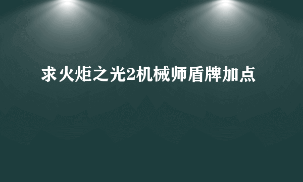 求火炬之光2机械师盾牌加点