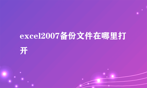 excel2007备份文件在哪里打开