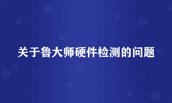 关于鲁大师硬件检测的问题