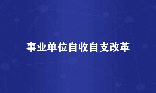 事业单位自收自支改革
