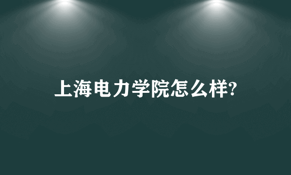 上海电力学院怎么样?