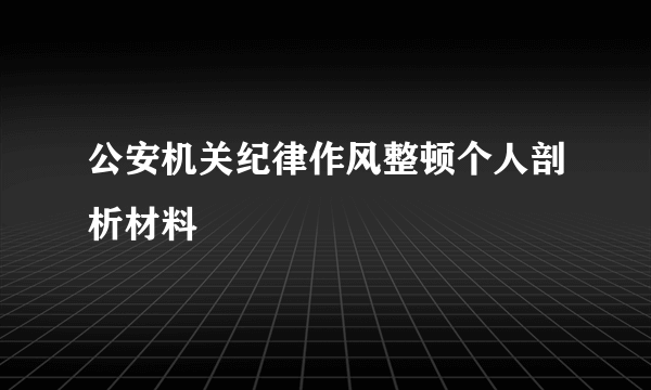 公安机关纪律作风整顿个人剖析材料