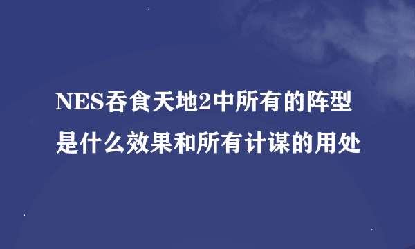 NES吞食天地2中所有的阵型是什么效果和所有计谋的用处