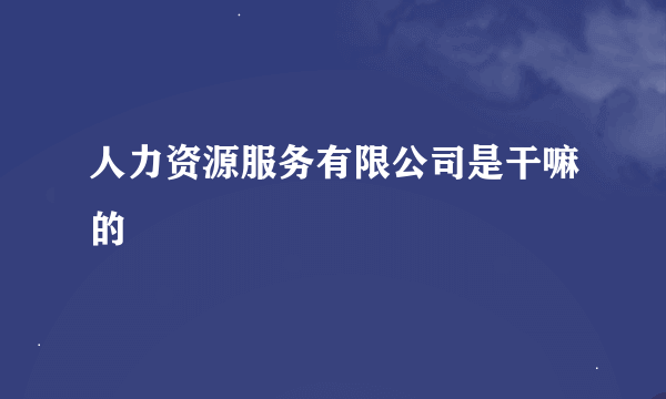 人力资源服务有限公司是干嘛的