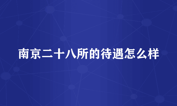 南京二十八所的待遇怎么样