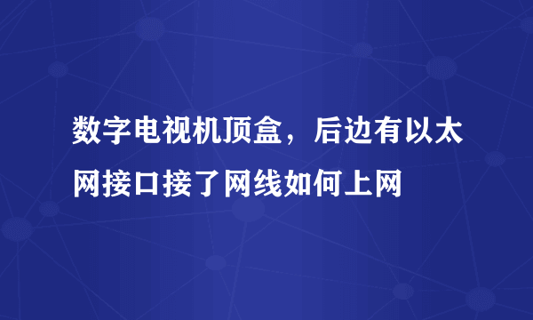 数字电视机顶盒，后边有以太网接口接了网线如何上网