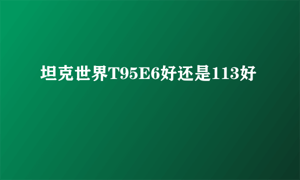 坦克世界T95E6好还是113好