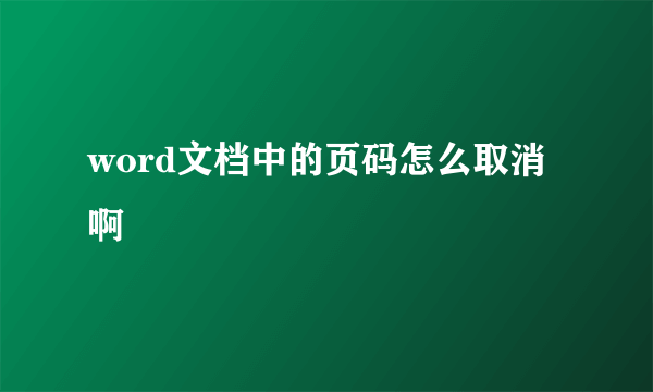 word文档中的页码怎么取消啊