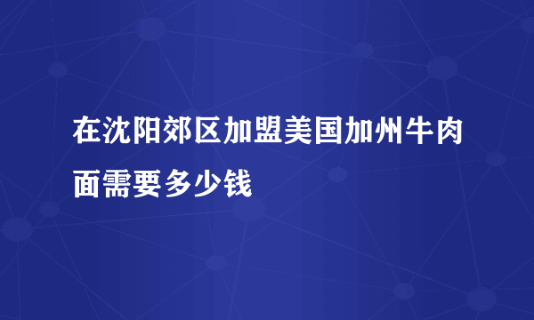 在沈阳郊区加盟美国加州牛肉面需要多少钱