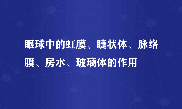 眼球中的虹膜、睫状体、脉络膜、房水、玻璃体的作用