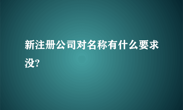 新注册公司对名称有什么要求没?