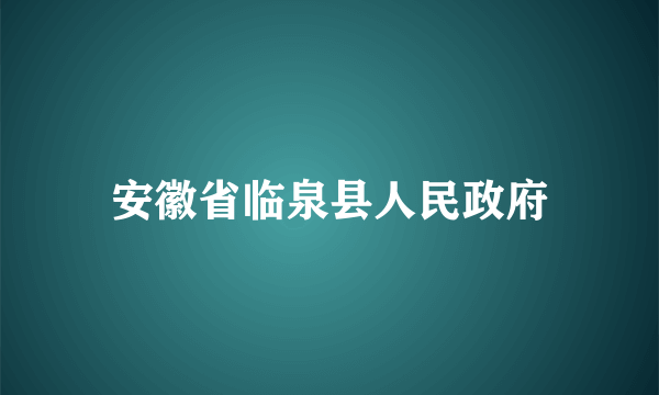 安徽省临泉县人民政府