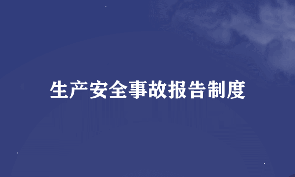 生产安全事故报告制度