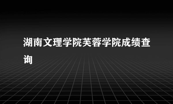 湖南文理学院芙蓉学院成绩查询