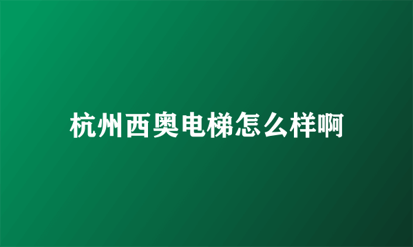 杭州西奥电梯怎么样啊