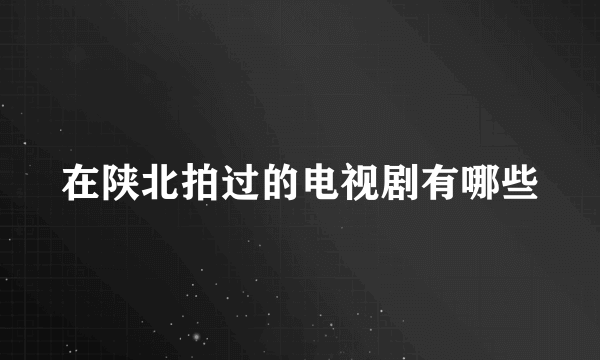 在陕北拍过的电视剧有哪些