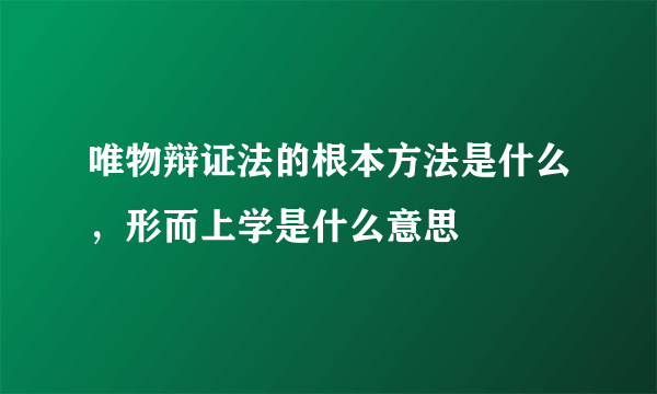 唯物辩证法的根本方法是什么，形而上学是什么意思