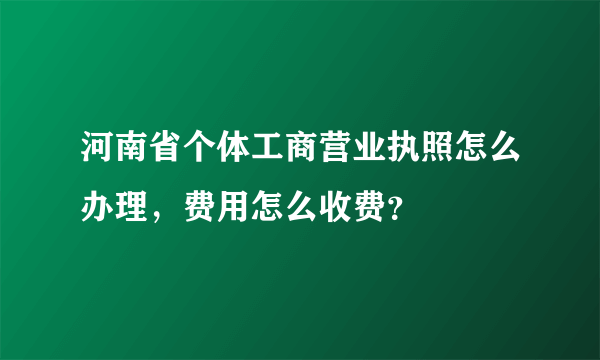 河南省个体工商营业执照怎么办理，费用怎么收费？