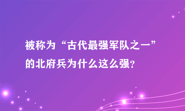 被称为“古代最强军队之一”的北府兵为什么这么强？