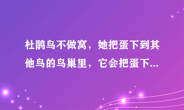 杜鹃鸟不做窝，她把蛋下到其他鸟的鸟巢里，它会把蛋下在鹰巢吗?