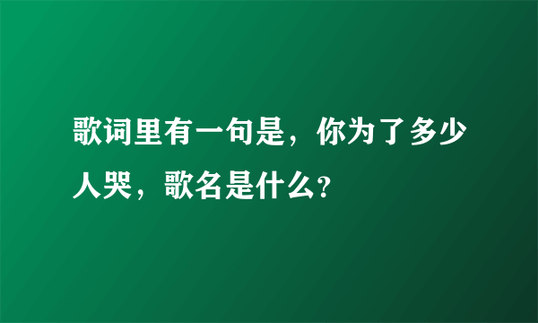 歌词里有一句是，你为了多少人哭，歌名是什么？