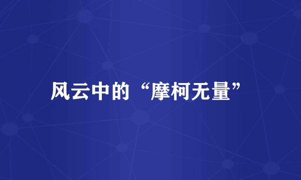 风云中的“摩柯无量”