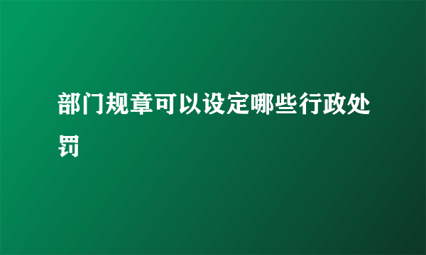 部门规章可以设定哪些行政处罚