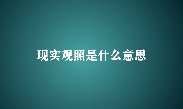 现实观照是什么意思