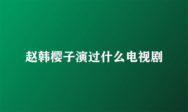 赵韩樱子演过什么电视剧