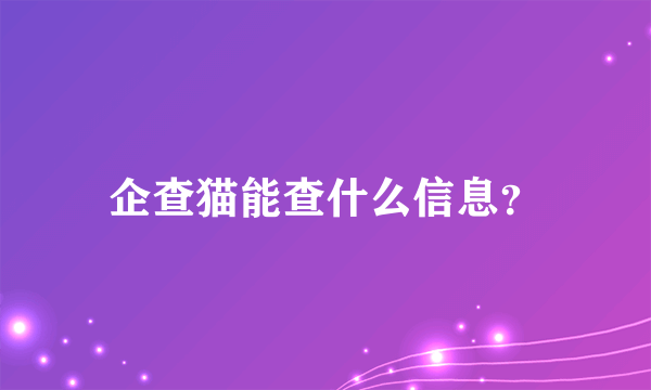 企查猫能查什么信息？