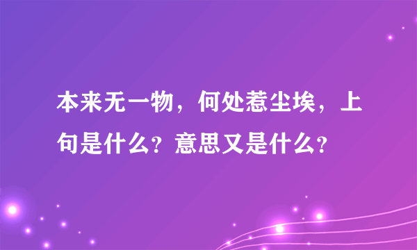 本来无一物，何处惹尘埃，上句是什么？意思又是什么？
