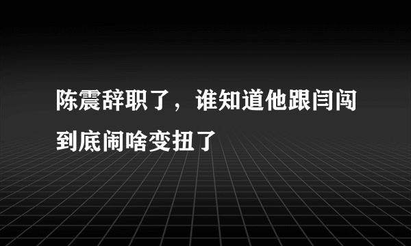 陈震辞职了，谁知道他跟闫闯到底闹啥变扭了