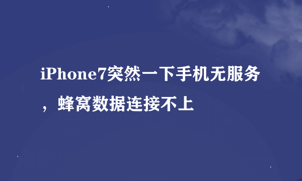 iPhone7突然一下手机无服务，蜂窝数据连接不上
