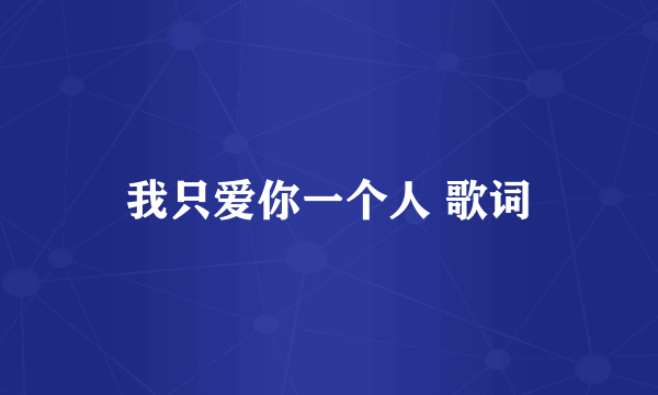 我只爱你一个人 歌词