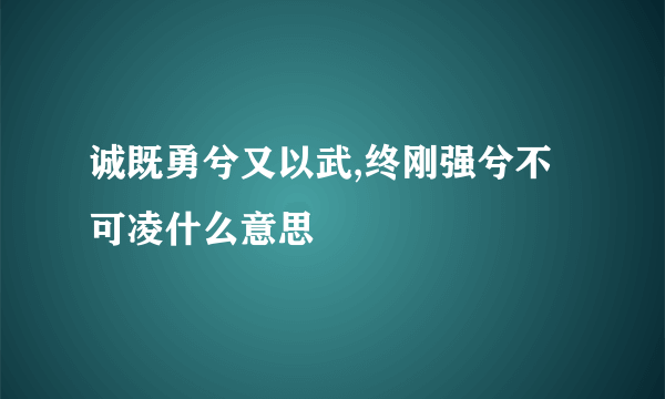 诚既勇兮又以武,终刚强兮不可凌什么意思