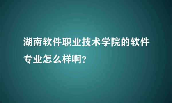 湖南软件职业技术学院的软件专业怎么样啊？