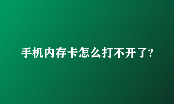 手机内存卡怎么打不开了?